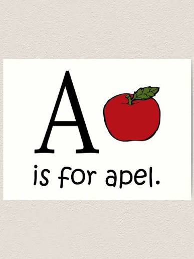 A is for apel with a picture of an apple